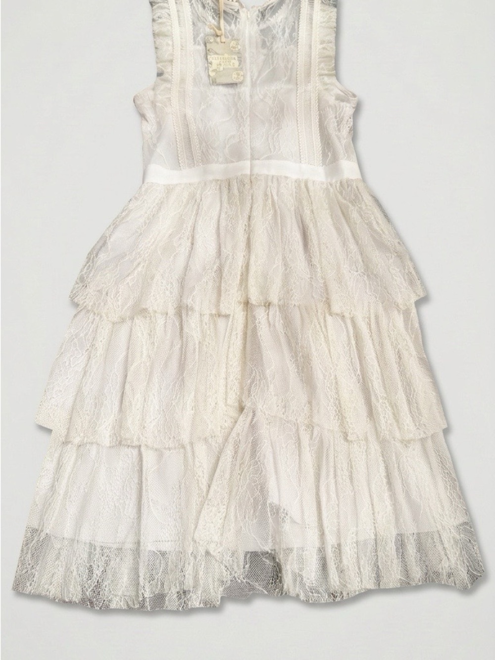Ivory Lace Tiered Midi Dress